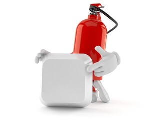 Fire extinguisher character with blank computer key