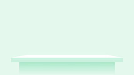 wood plank shelf on wall green pastel soft color, modern shelf for display show on space wall room, cute and chic counter desk panel for decoration, empty table top panel green, background copy space