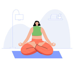 Yoga flat vector illustration. Healthy lifestyle