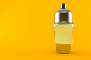 Cocktail shaker with blank yellow sticker
