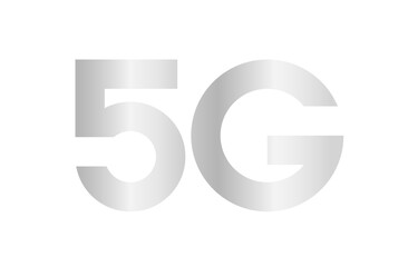 5G logo silver font for technology future, numbers 5 and G symbol metal color, 5G alphabet for business digital network global concept