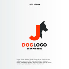 Initial Letter J Dog Logo Design Template