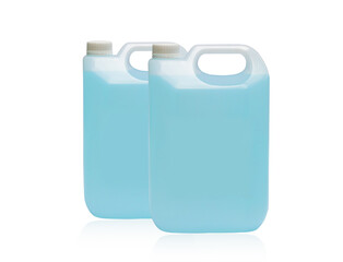 Alcohol for cleaning and sanitizing is contained in gallons. Many gallon alcohol gel for sanitizing Coronavirus Covid-19. Products for sale to anti Coronavirus protection (Covid 19).