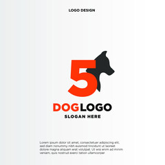 Initial Letter 5 Dog Logo Design Template