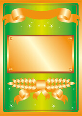 Naklejka premium set on a green background of gold frames and banners for design, decorative elements, vector illustration,