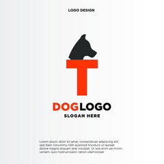 Initial Letter T Dog Logo Design Template