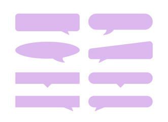speech bubble horizontal purple pastel soft isolated on white, many horizontal frame speech bubble shape, dialog box balloon for text title, discussion chat symbol for banner, various balloon for talk