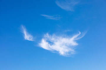 Blue sky with white clouds. Beautiful soft background.
