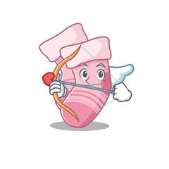 Baby socks in sweet romantic cupid cartoon drawing with arrow