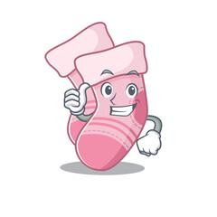 Baby socks cartoon character design showing OK finger