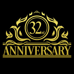 Luxury 32nd anniversary Logo illustration vector