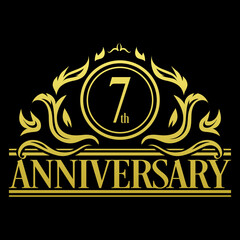 Luxury 7th anniversary Logo illustration vector