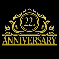 Luxury 22nd anniversary Logo illustration vector