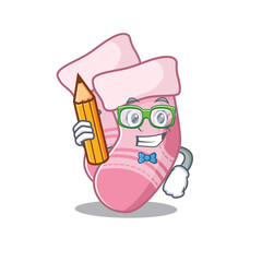 A clever student baby socks cartoon character study at home
