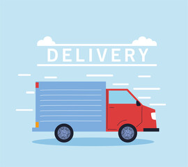 delivery truck carries deliver to people in quarantine, delivery of goods