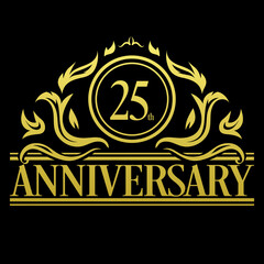 Luxury 25th anniversary Logo illustration vector