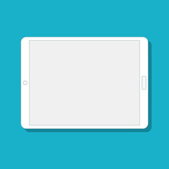 blank white digital tablet, flat vector illustration