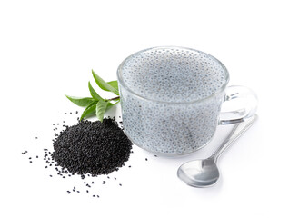 Lemon basil seeds  on white background.