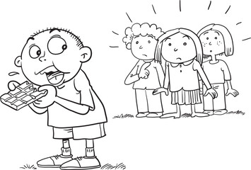 Greedy Boy Not Sharing chocolate