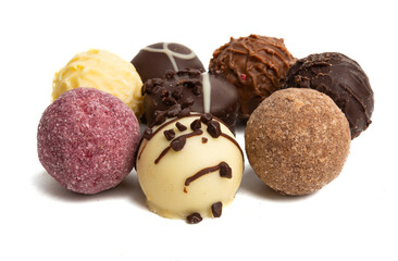 chocolate truffles isolated