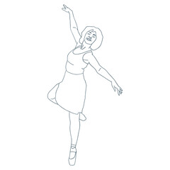 woman do ballet dance outline sport vector illustration