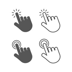 Touch vector icons set.Hand Cursor symbol. Computer hand cursor click, hand pointer clicking effectblack Illustration isolated for graphic and web design