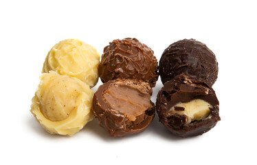 chocolate truffles isolated