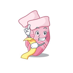 baby socks mascot character style with a menu on his hand