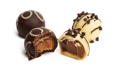 chocolate truffles isolated