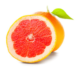 Fresh ripe grapefruit on white background