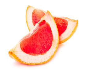 Fresh cut grapefruit on white background