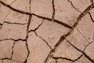 Texture of dry soil, closeup view