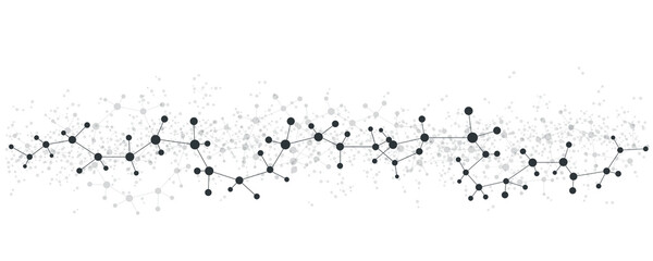 Structure molecule and communication. Dna, atom, neurons. Scientific concept for your design. Connected lines with dots. Medical, technology, chemistry, science background. Vector illustration.