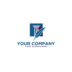 Signature Quill Attorney Law Firm Logo Design Vector