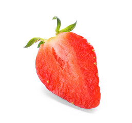 Sweet cut strawberry on white background