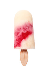 Tasty strawberry ice cream on white background