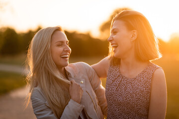 Young women laughing their hearts out