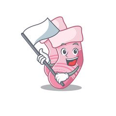 A heroic baby socks mascot character design with white flag