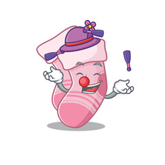 A baby socks cartoon design style succeed playing juggling