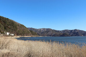 Fototapeta na wymiar 大石公園から見た河口湖（山梨県富士河口湖町）