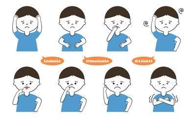 男の子　症状　イラストセット
