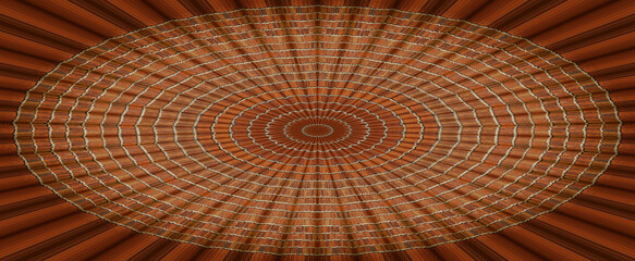 Fototapeta premium Glowing stripes vintage lights background. Brown background.