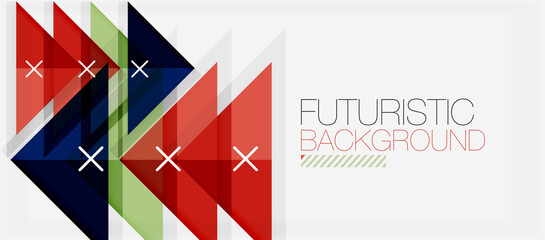 Abstract background, geometric business multicolored paper infographic - triangle frames for text, icons or graphics on light background with copyspace. Vector Illustration For Wallpaper, Banner