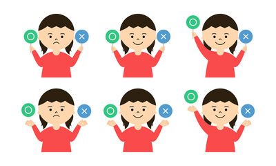 女の子　まるばつ　長袖