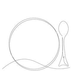 Plate and spoon background, vector illustration