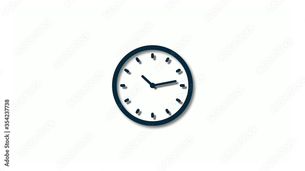 Wall mural best aqua dark 3d clock isolated on white background,clock animation icon