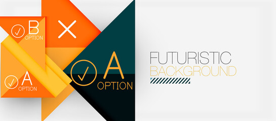 Abstract background, geometric business multicolored paper infographic - triangle frames for text, icons or graphics on light background with copyspace. Vector Illustration For Wallpaper, Banner