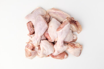 Raw chicken on white background