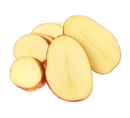 Chopped red potato isolated on white background
