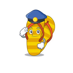 Police officer cartoon drawing of flip flops wearing a blue hat